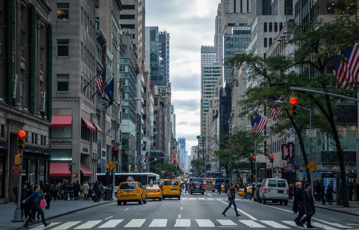 People walking to work on a New York City street