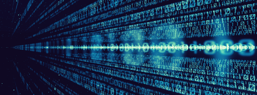 Abstract stream of binary code representing smart contract deployment