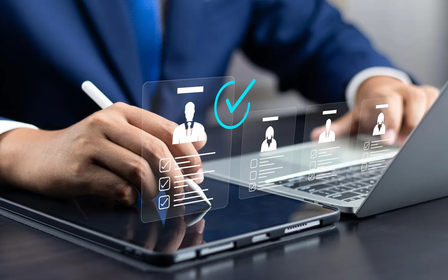 A recruiter reviewing verified candidate profiles on a digital platform